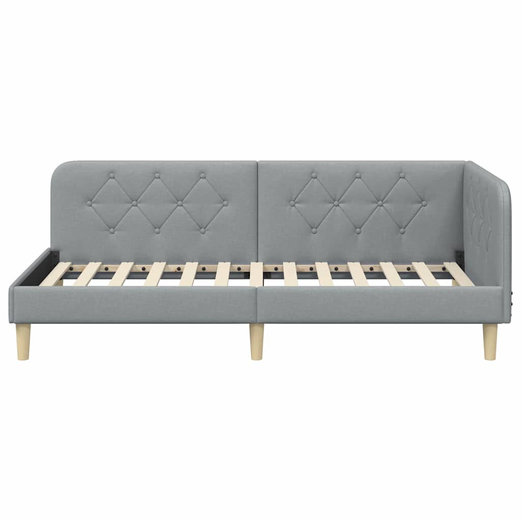 vidaXL Κρεβάτι Γωνίας Ανοιχτό γκρι 90 x 200 cm ύφασμα