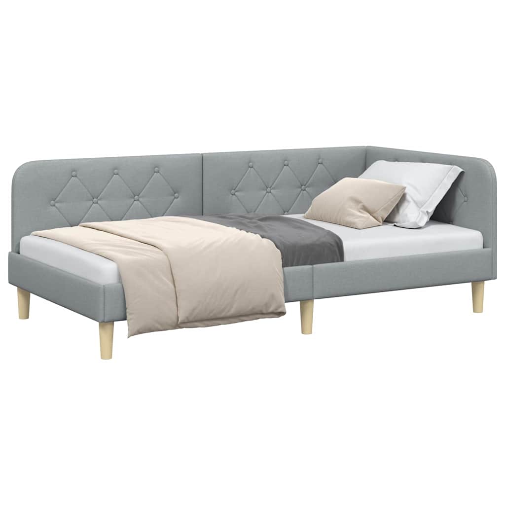 vidaXL Κρεβάτι Γωνίας Ανοιχτό γκρι 90 x 200 cm ύφασμα