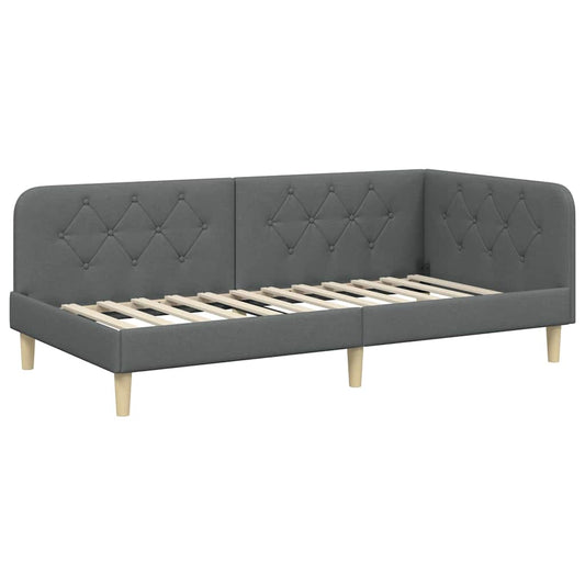 vidaXL Κρεβάτι Γωνίας Σκούρο Γκρι 90 x 200 cm ύφασμα