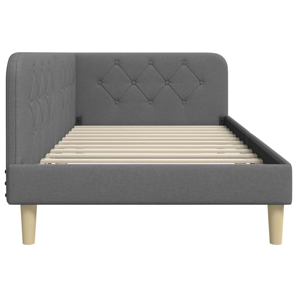 vidaXL Κρεβάτι Γωνίας Σκούρο Γκρι 90 x 200 cm ύφασμα