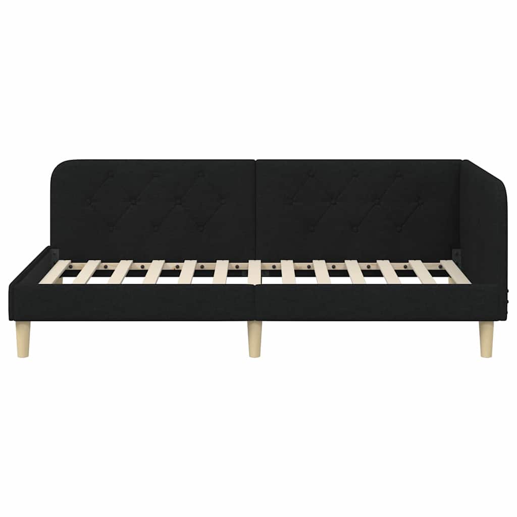 vidaXL Κρεβάτι Γωνίας Μαύρο 90 x 200 cm ύφασμα