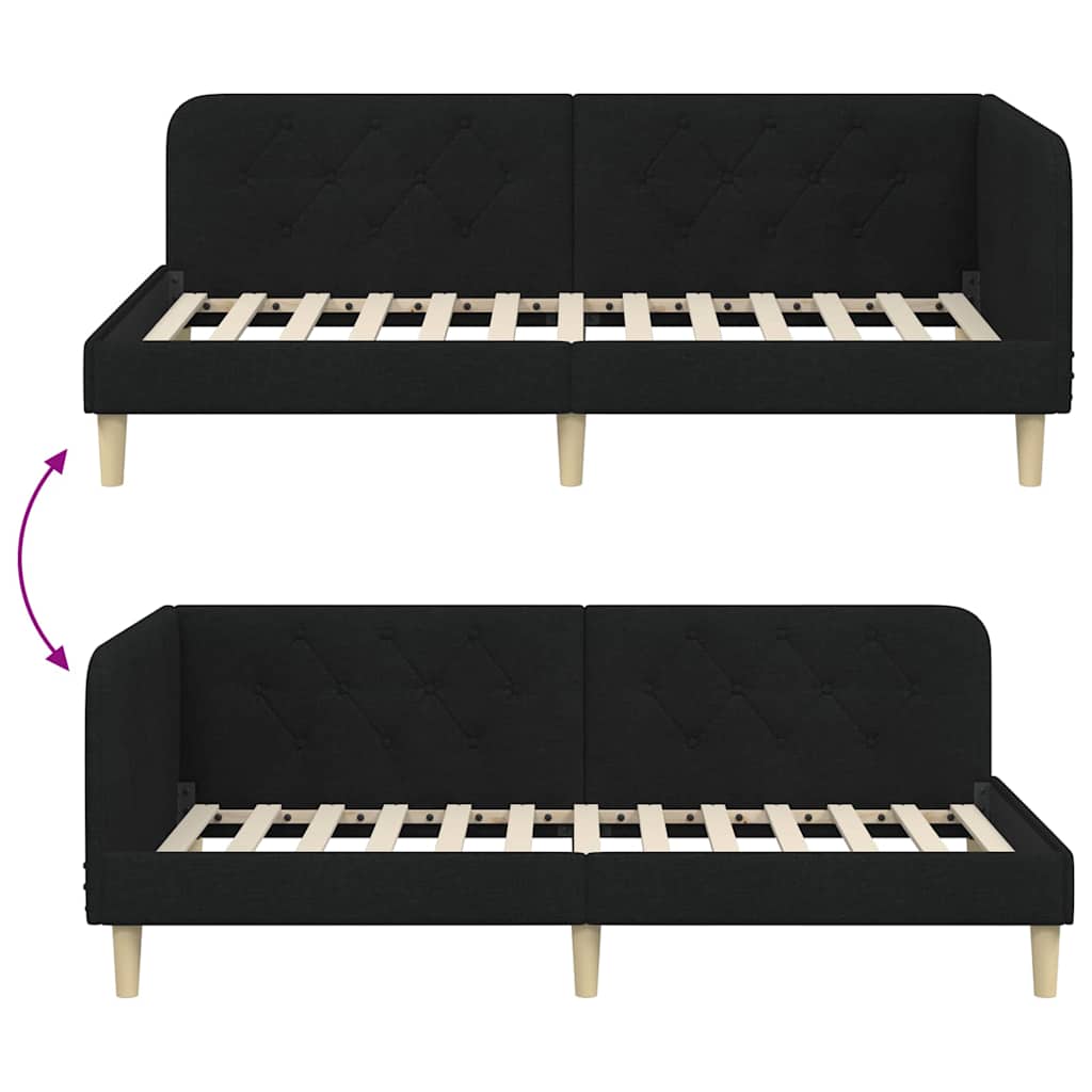 vidaXL Κρεβάτι Γωνίας Μαύρο 90 x 200 cm ύφασμα