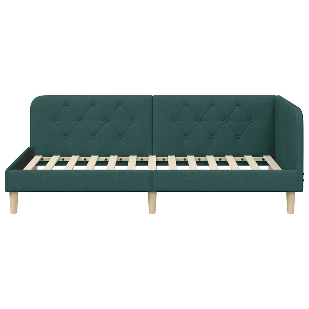 vidaXL Κρεβάτι Γωνίας Σκούρο Πράσινο 90 x 200 cm ύφασμα