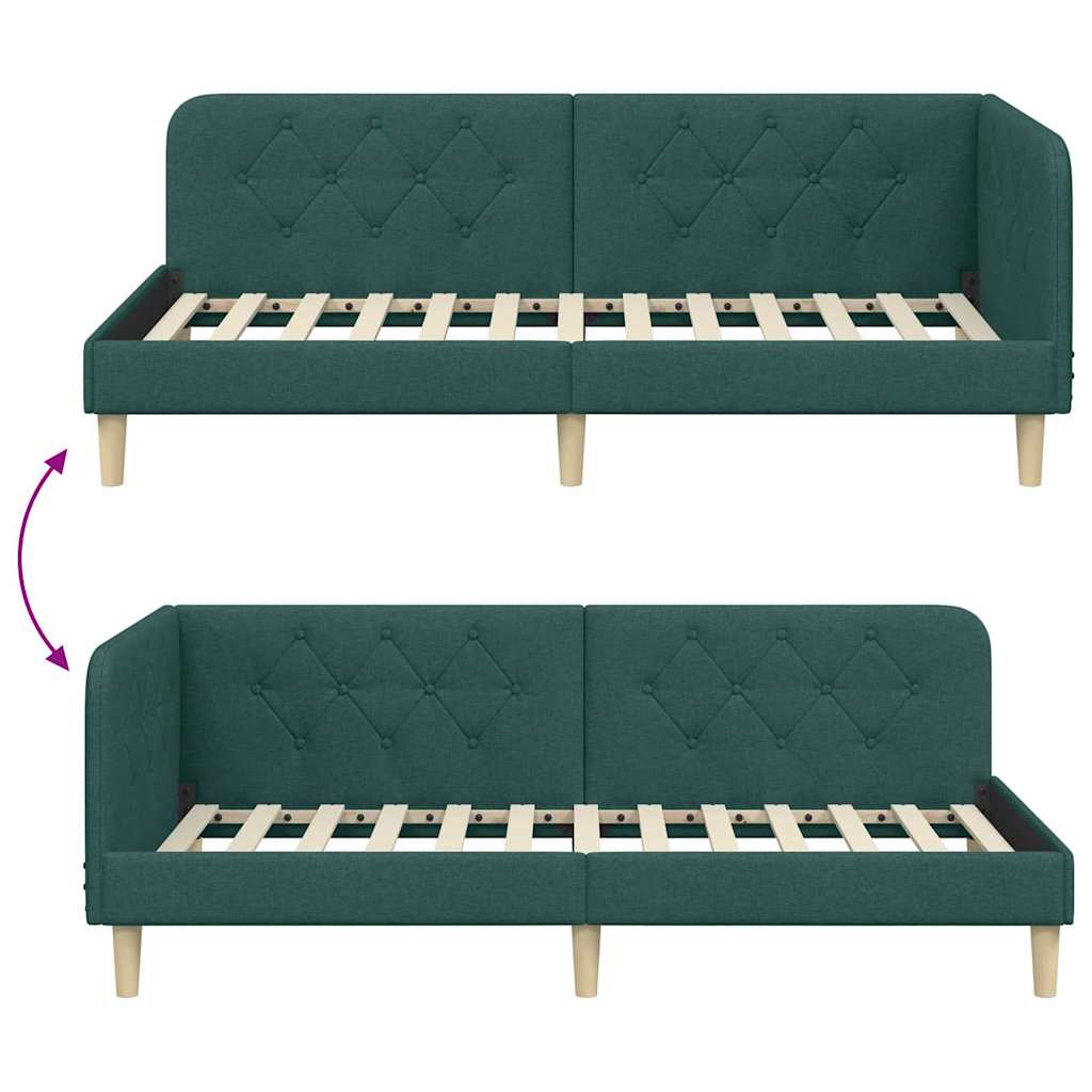 vidaXL Κρεβάτι Γωνίας Σκούρο Πράσινο 90 x 200 cm ύφασμα