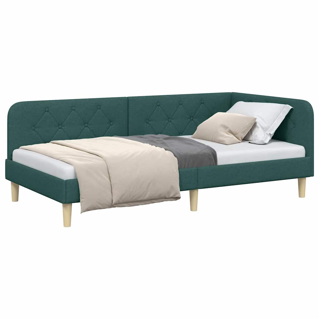 vidaXL Κρεβάτι Γωνίας Σκούρο Πράσινο 90 x 200 cm ύφασμα