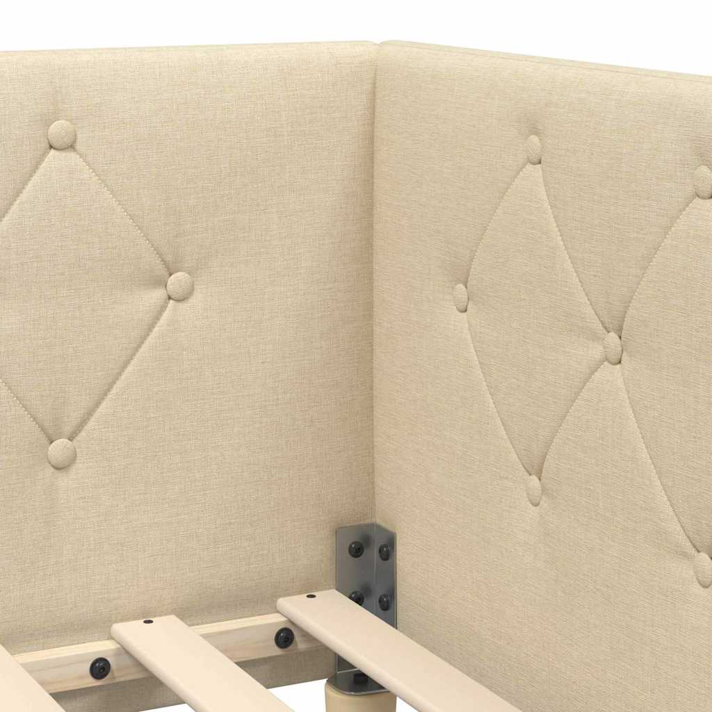 vidaXL Κρεβάτι Γωνίας Κρεμ 90 x 200 cm ύφασμα