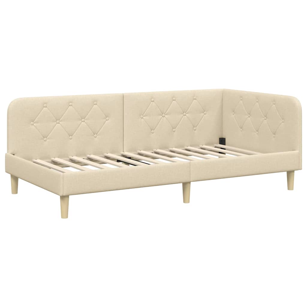 vidaXL Κρεβάτι Γωνίας Κρεμ 90 x 200 cm ύφασμα