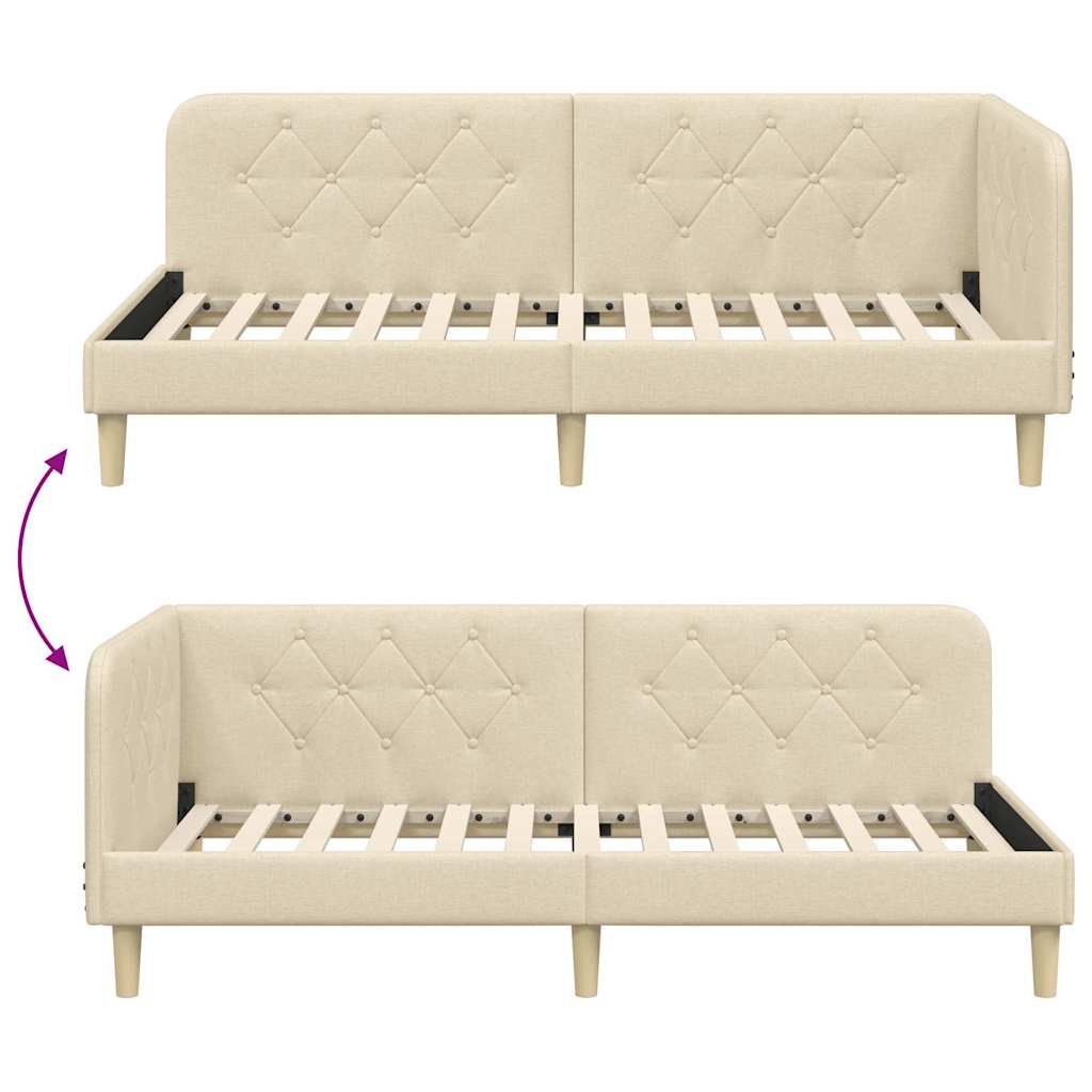 vidaXL Κρεβάτι Γωνίας Κρεμ 90 x 200 cm ύφασμα