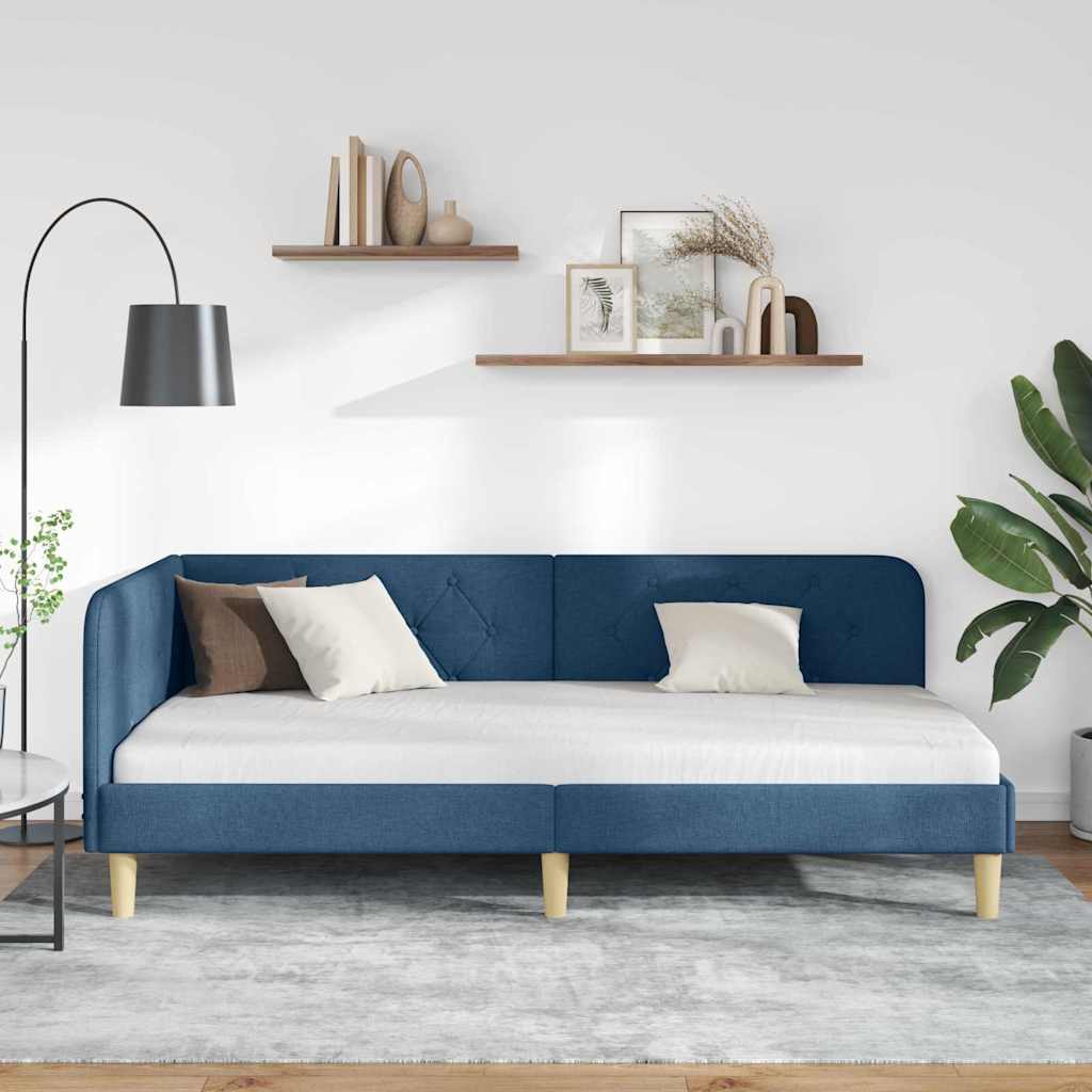 vidaXL Κρεβάτι Γωνίας Μπλε 90 x 200 cm ύφασμα
