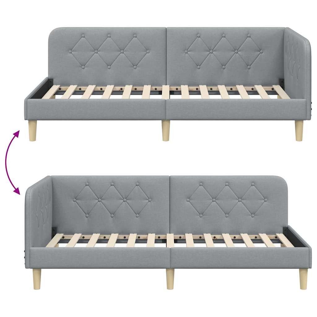 vidaXL Κρεβάτι Γωνίας Ανοιχτό γκρι 100 x 200 cm ύφασμα