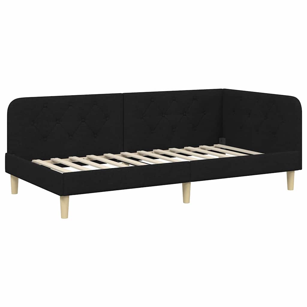 vidaXL Κρεβάτι Γωνίας Μαύρο 100 x 200 cm ύφασμα