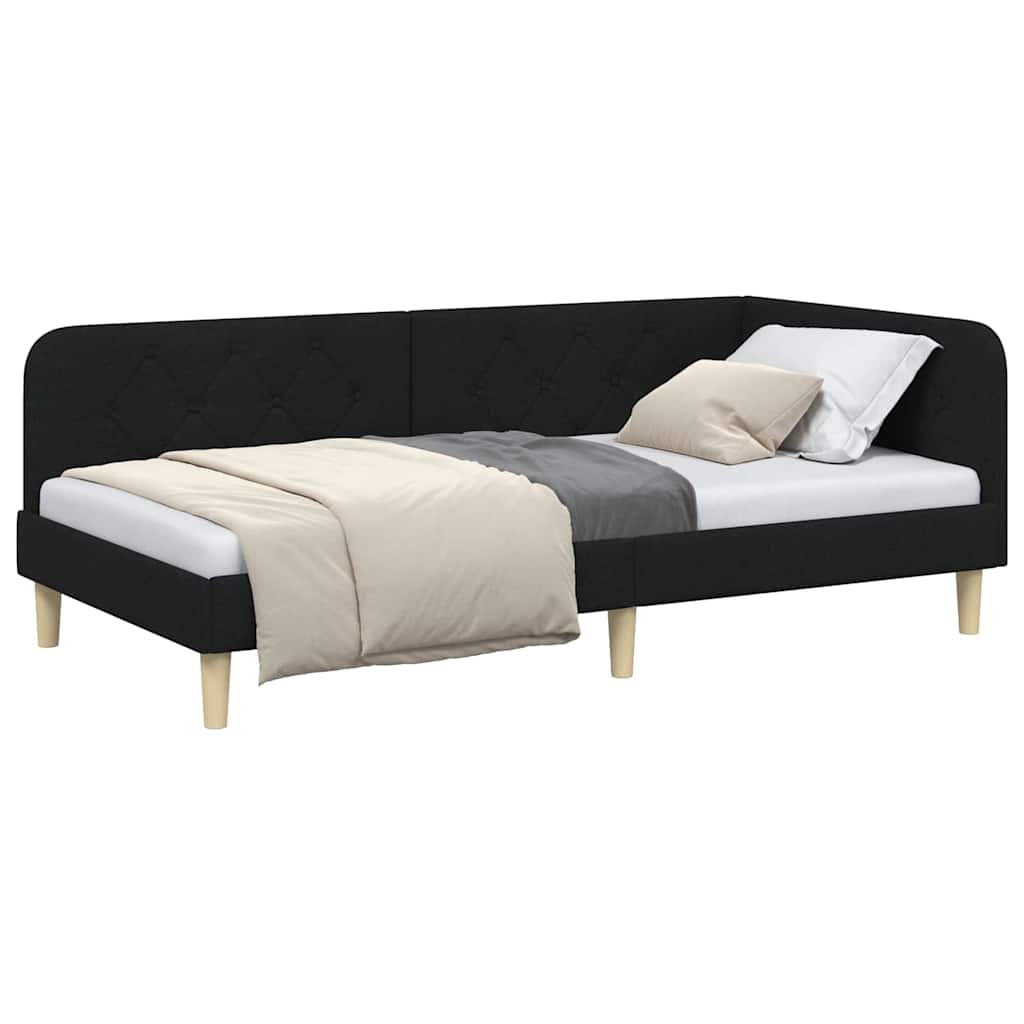 vidaXL Κρεβάτι Γωνίας Μαύρο 100 x 200 cm ύφασμα