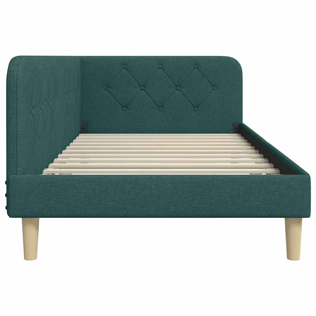 vidaXL Κρεβάτι Γωνίας Σκούρο Πράσινο 100 x 200 cm ύφασμα