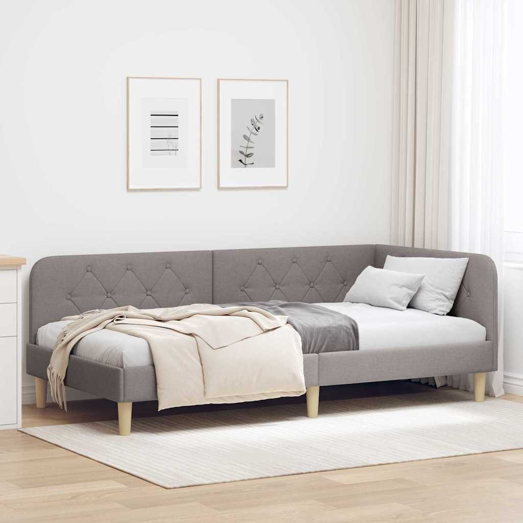 vidaXL Κρεβάτι Γωνίας Taupe 100 x 200 cm ύφασμα