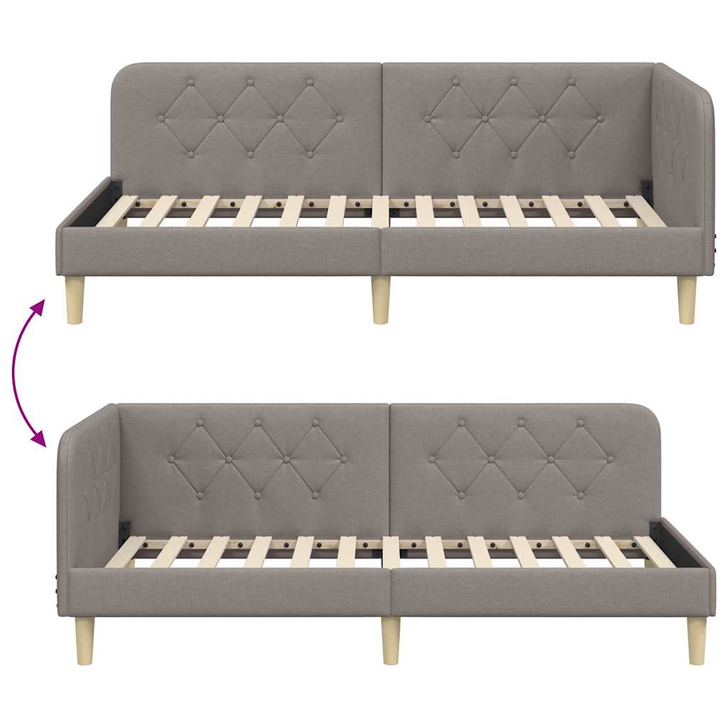 vidaXL Κρεβάτι Γωνίας Taupe 100 x 200 cm ύφασμα
