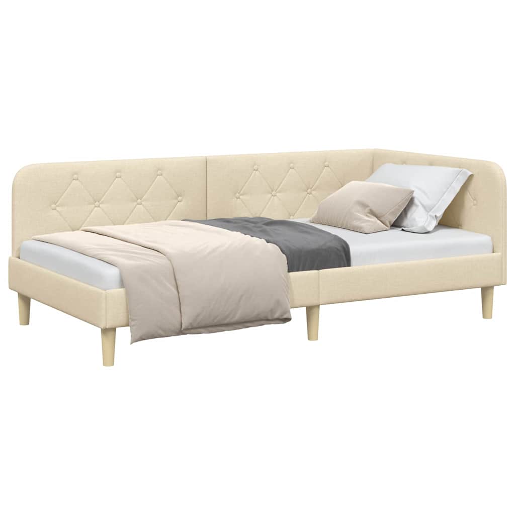 vidaXL Κρεβάτι Γωνίας Κρεμ 100 x 200 cm ύφασμα