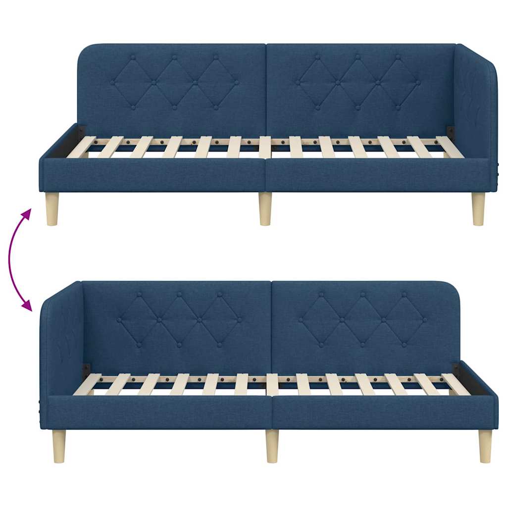 vidaXL Κρεβάτι Γωνίας Μπλε 100 x 200 cm ύφασμα