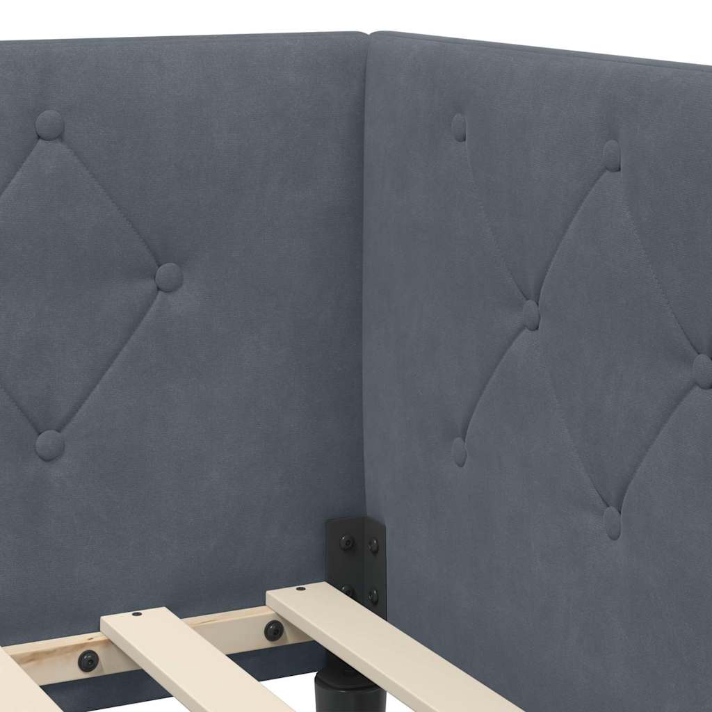 vidaXL Κρεβάτι Γωνίας Σκούρο Γκρι 80 x 200 cm Βελούδο