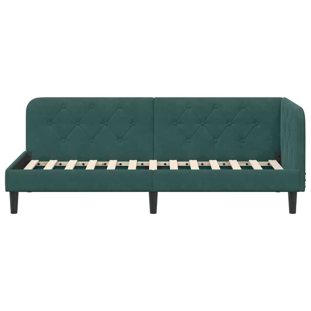 vidaXL Κρεβάτι Γωνίας Σκούρο Πράσινο 80 x 200 cm Βελούδο