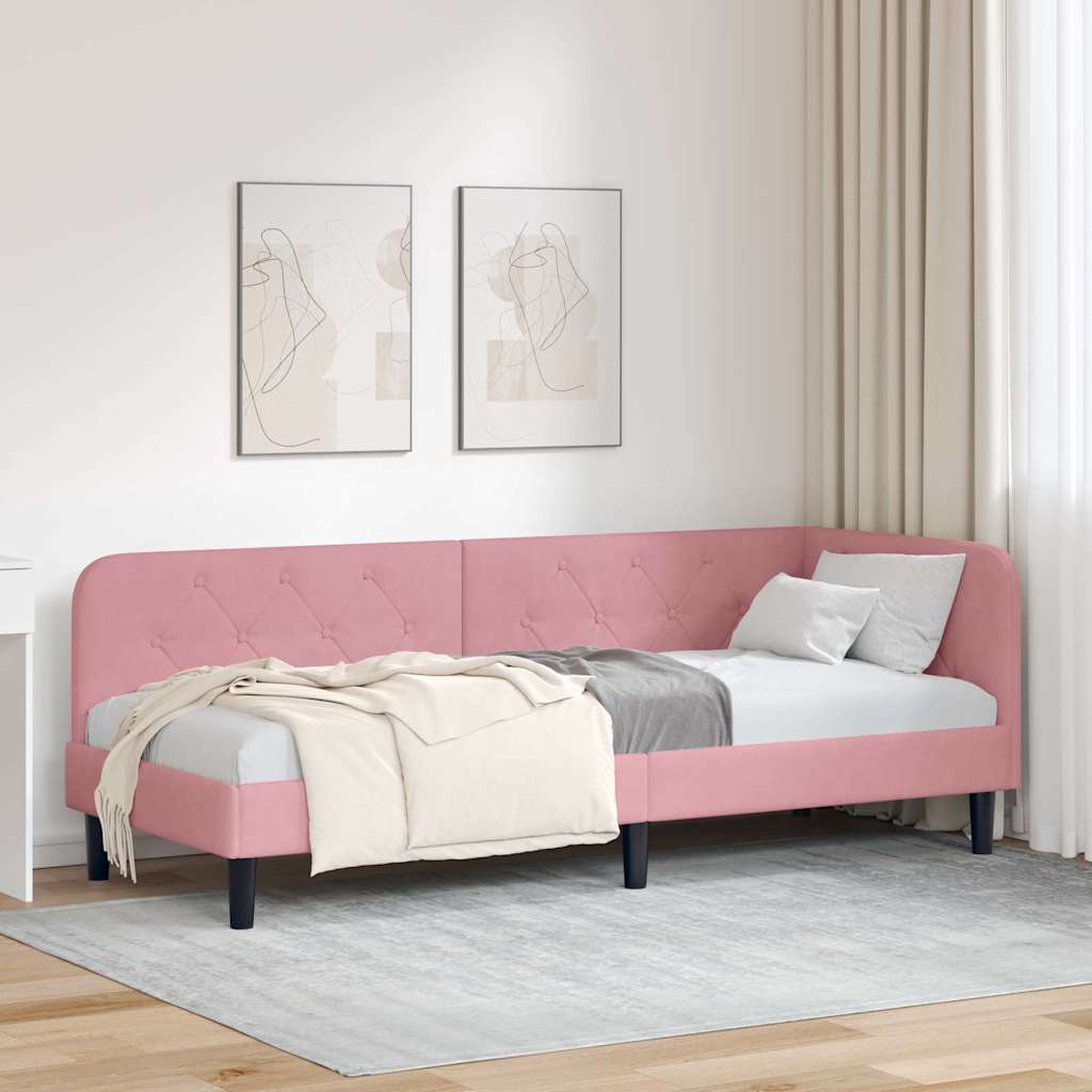 vidaXL Κρεβάτι Γωνίας Ροζ 80 x 200 cm Βελούδο