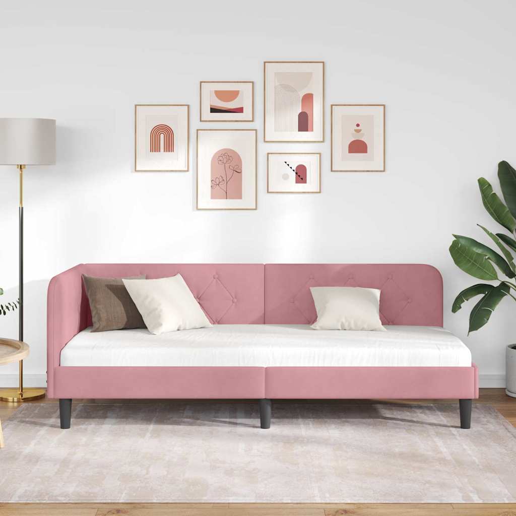 vidaXL Κρεβάτι Γωνίας Ροζ 80 x 200 cm Βελούδο