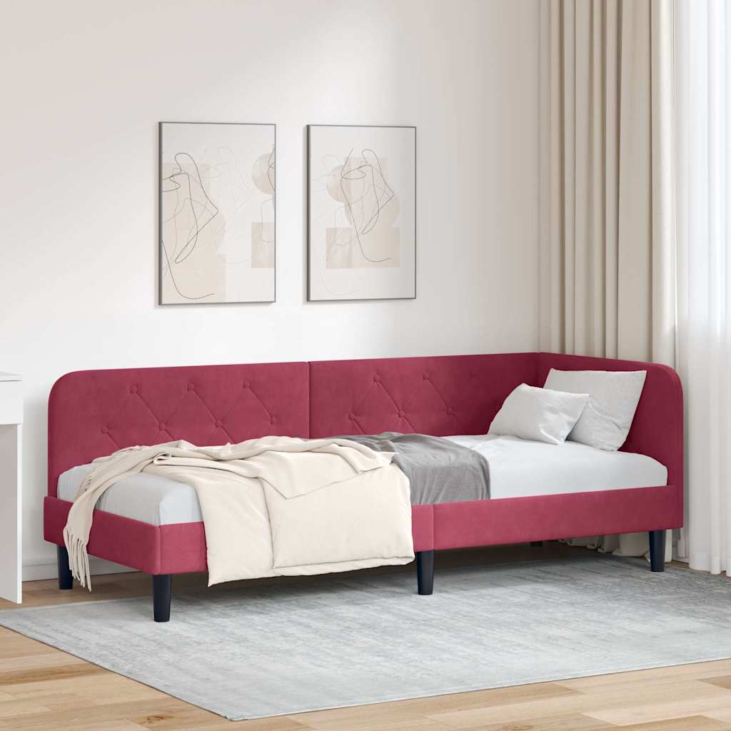 vidaXL Κρεβάτι Γωνίας Κόκκινο 80 x 200 cm Βελούδο