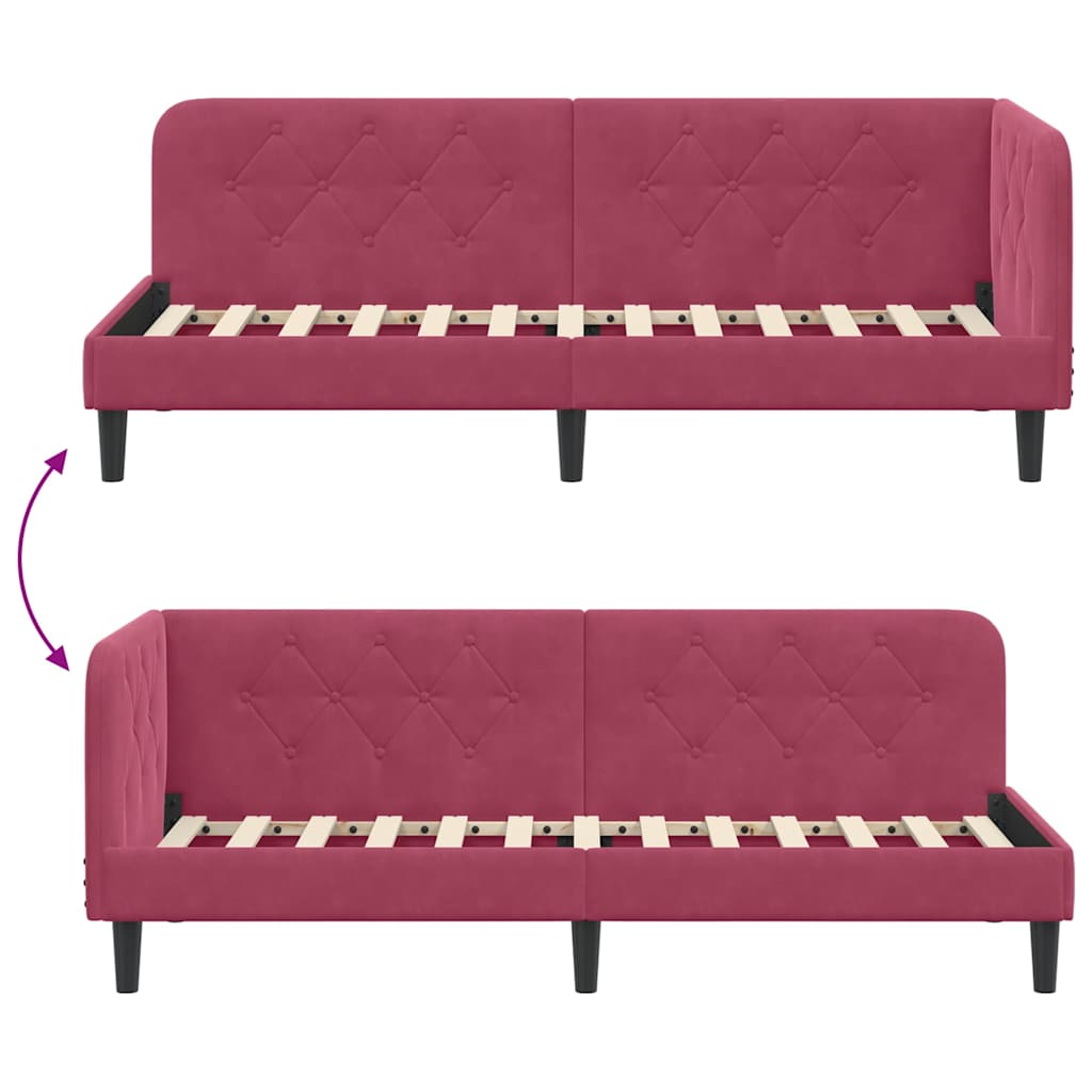 vidaXL Κρεβάτι Γωνίας Κόκκινο 80 x 200 cm Βελούδο