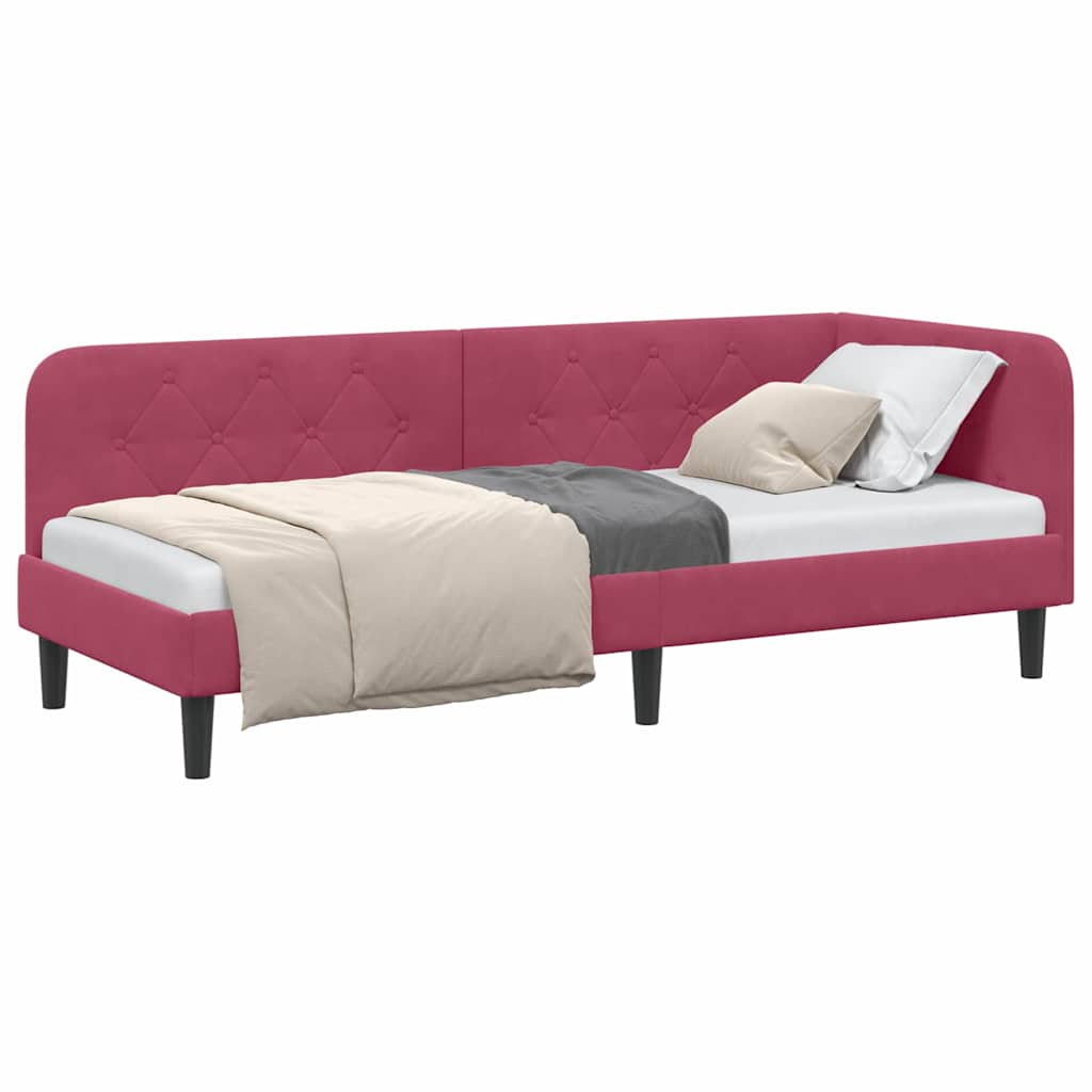 vidaXL Κρεβάτι Γωνίας Κόκκινο 80 x 200 cm Βελούδο