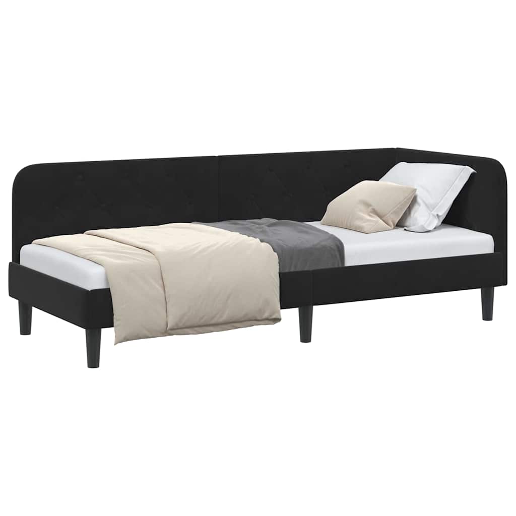 vidaXL Κρεβάτι Γωνίας Μαύρο 80 x 200 cm Βελούδο