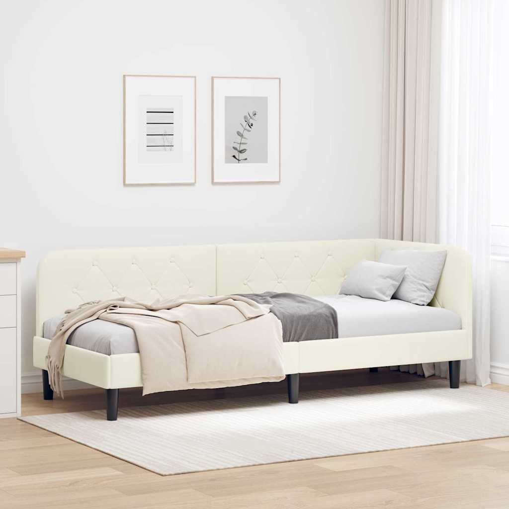 vidaXL Κρεβάτι Γωνίας Κρεμ 80 x 200 cm Βελούδο