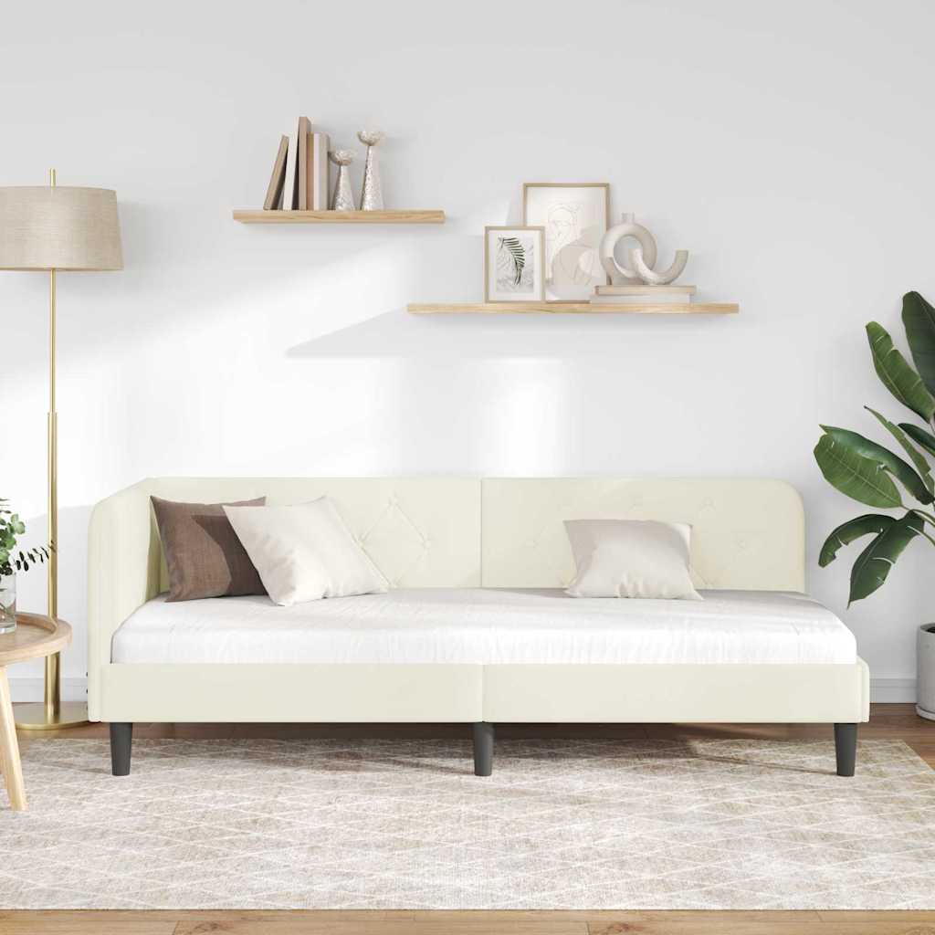 vidaXL Κρεβάτι Γωνίας Κρεμ 80 x 200 cm Βελούδο