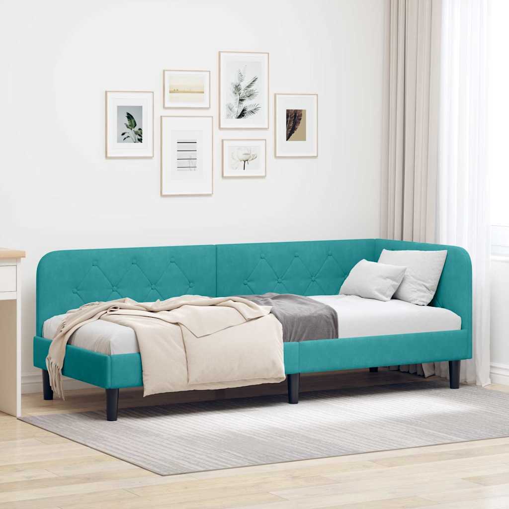 vidaXL Κρεβάτι Γωνίας Τιρκουάζ 80 x 200 cm Βελούδο