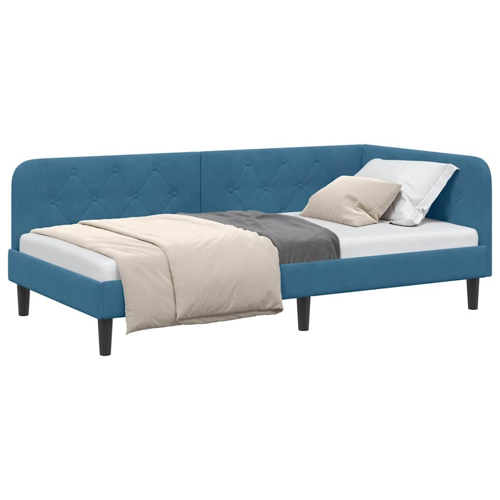 vidaXL Κρεβάτι Γωνίας Μπλε 90 x 190 cm Βελούδο