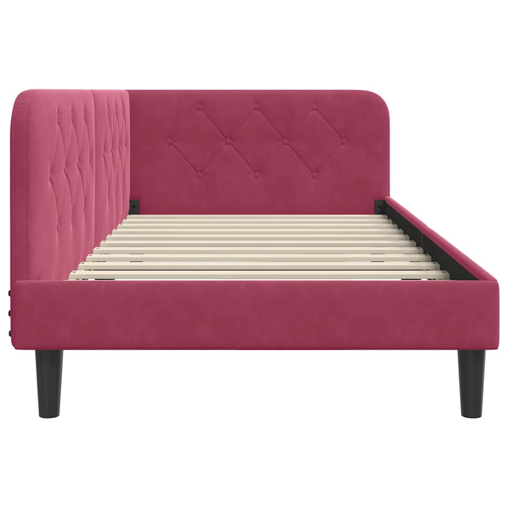 vidaXL Κρεβάτι Γωνίας Κόκκινο 90 x 190 cm Βελούδο