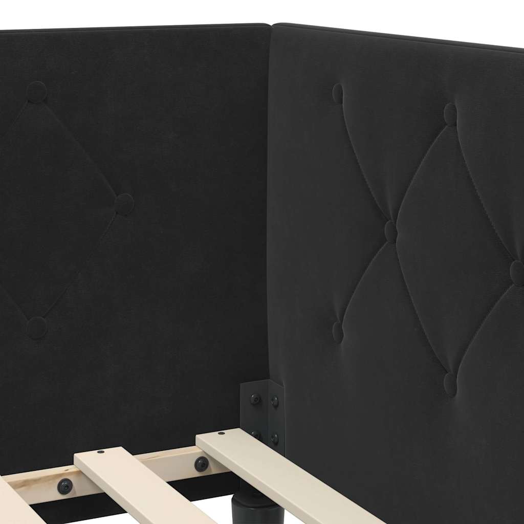 vidaXL Κρεβάτι Γωνίας Μαύρο 90 x 190 cm Βελούδο