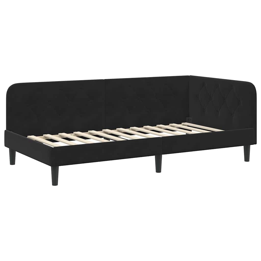 vidaXL Κρεβάτι Γωνίας Μαύρο 90 x 190 cm Βελούδο