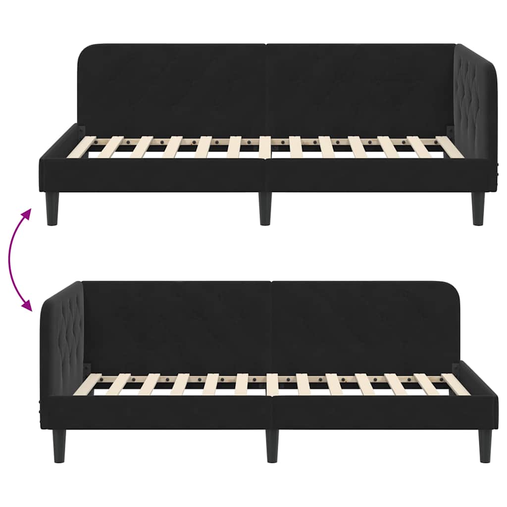 vidaXL Κρεβάτι Γωνίας Μαύρο 90 x 190 cm Βελούδο
