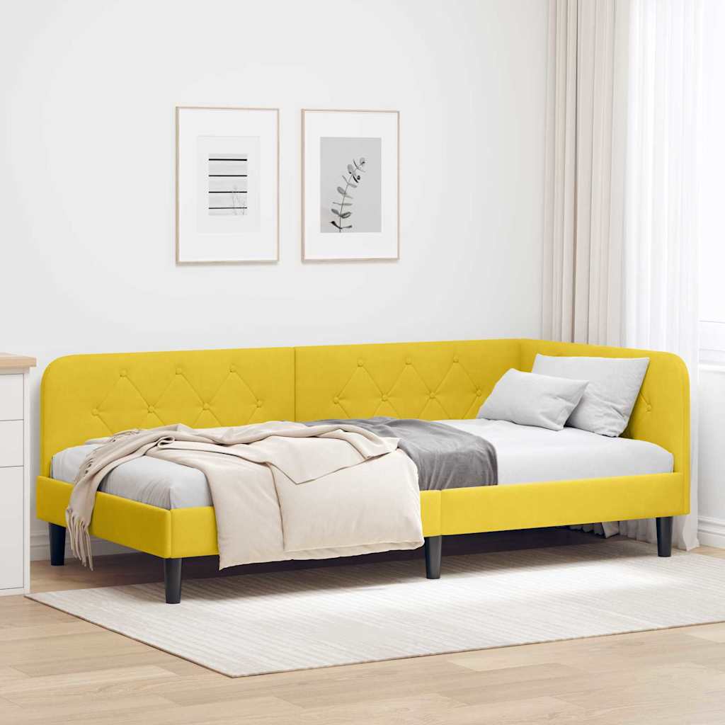 vidaXL Κρεβάτι Γωνίας Κίτρινο 90 x 190 cm Βελούδο
