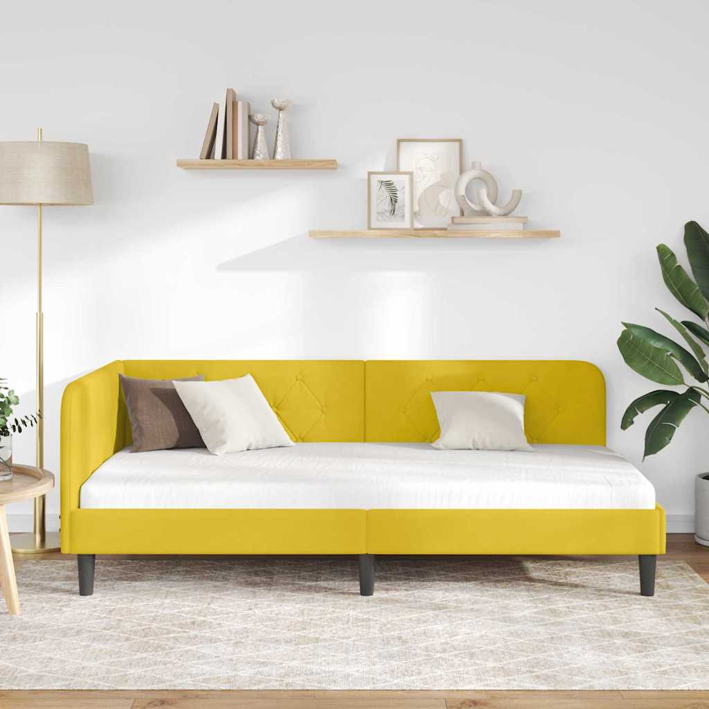 vidaXL Κρεβάτι Γωνίας Κίτρινο 90 x 190 cm Βελούδο