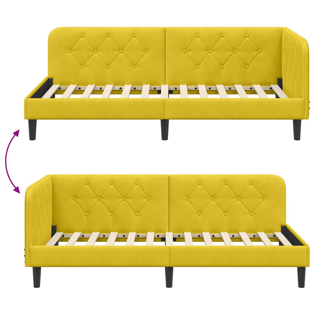 vidaXL Κρεβάτι Γωνίας Κίτρινο 90 x 190 cm Βελούδο