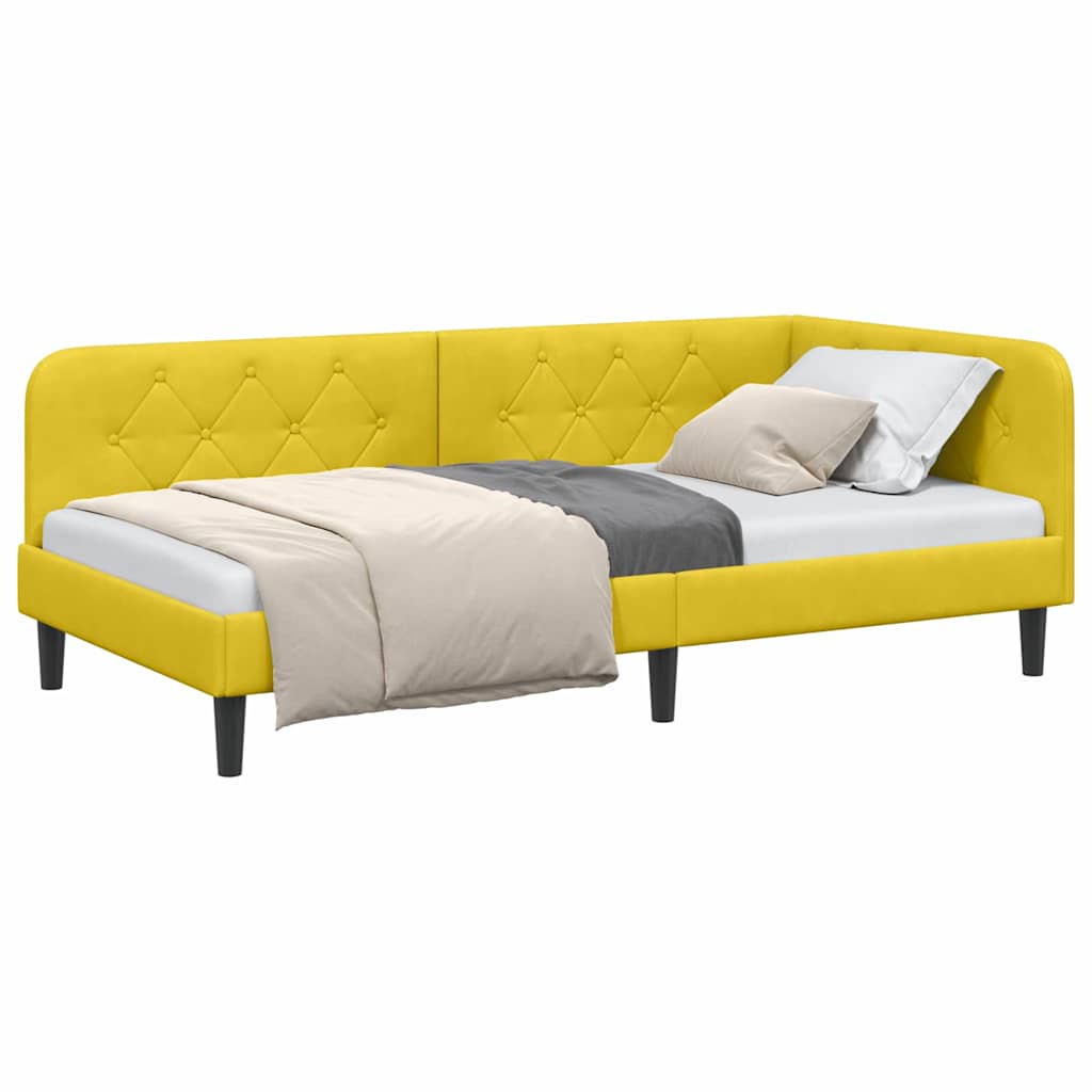 vidaXL Κρεβάτι Γωνίας Κίτρινο 90 x 190 cm Βελούδο
