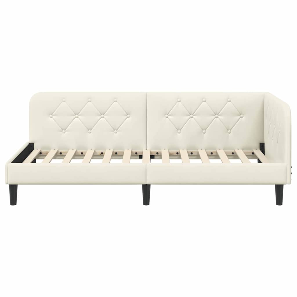 vidaXL Κρεβάτι Γωνίας με κεφαλάρι Κρεμ 90 x 190 cm Βελούδο