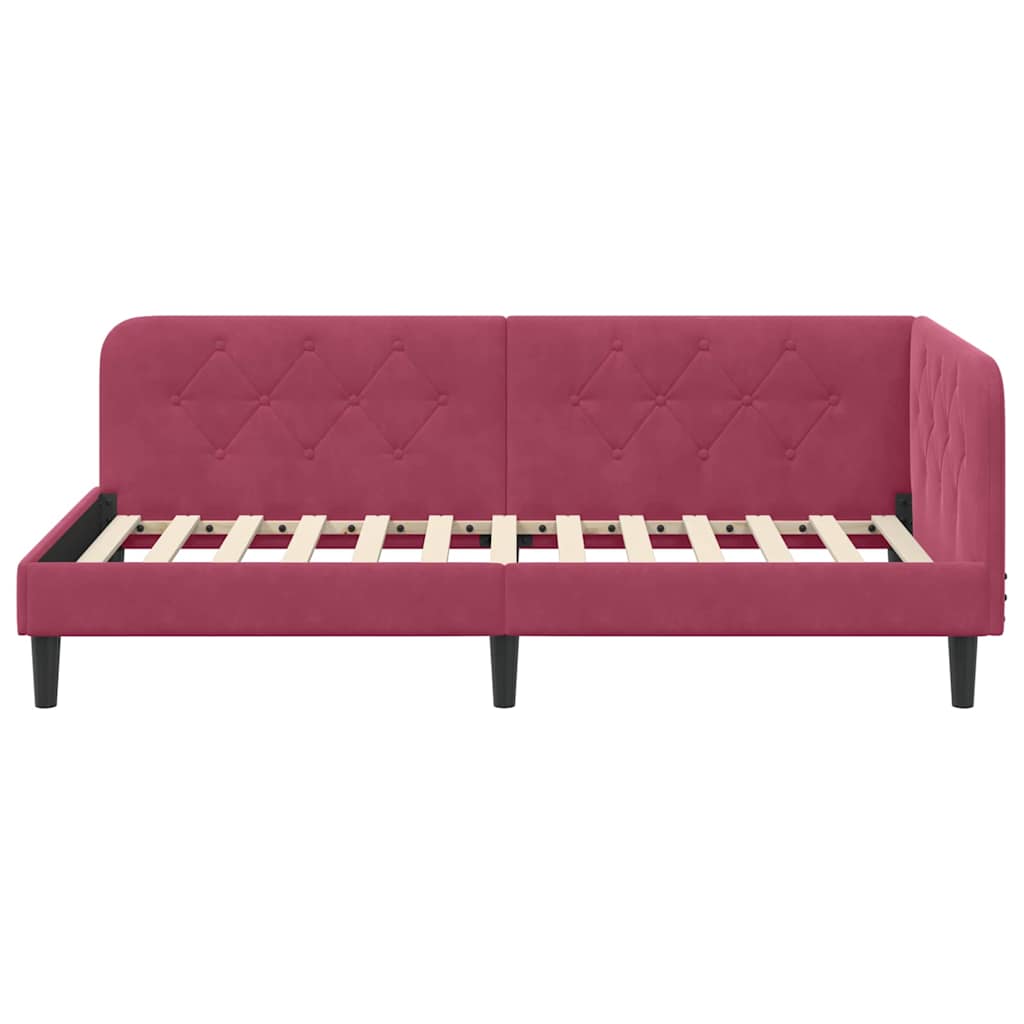 vidaXL Κρεβάτι Γωνίας Κόκκινο 90 x 200 cm Βελούδο