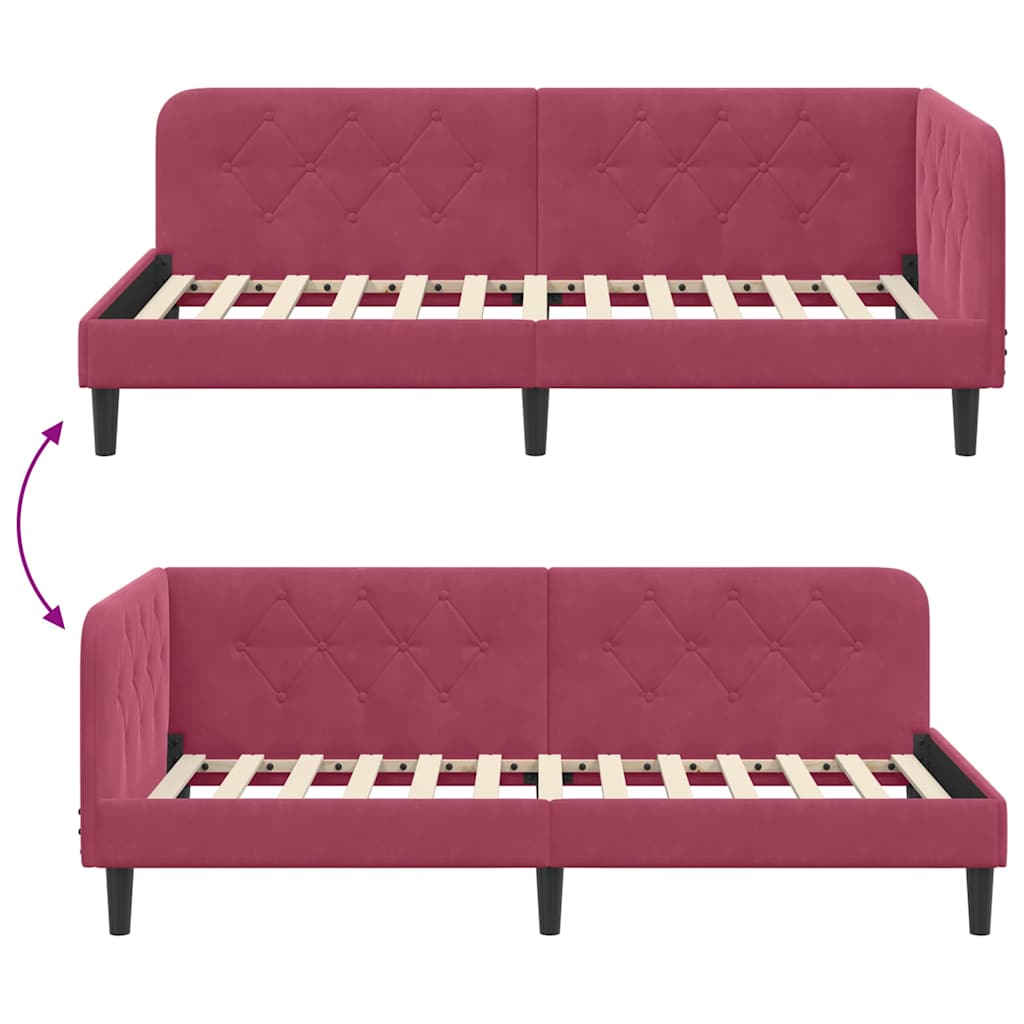 vidaXL Κρεβάτι Γωνίας Κόκκινο 90 x 200 cm Βελούδο
