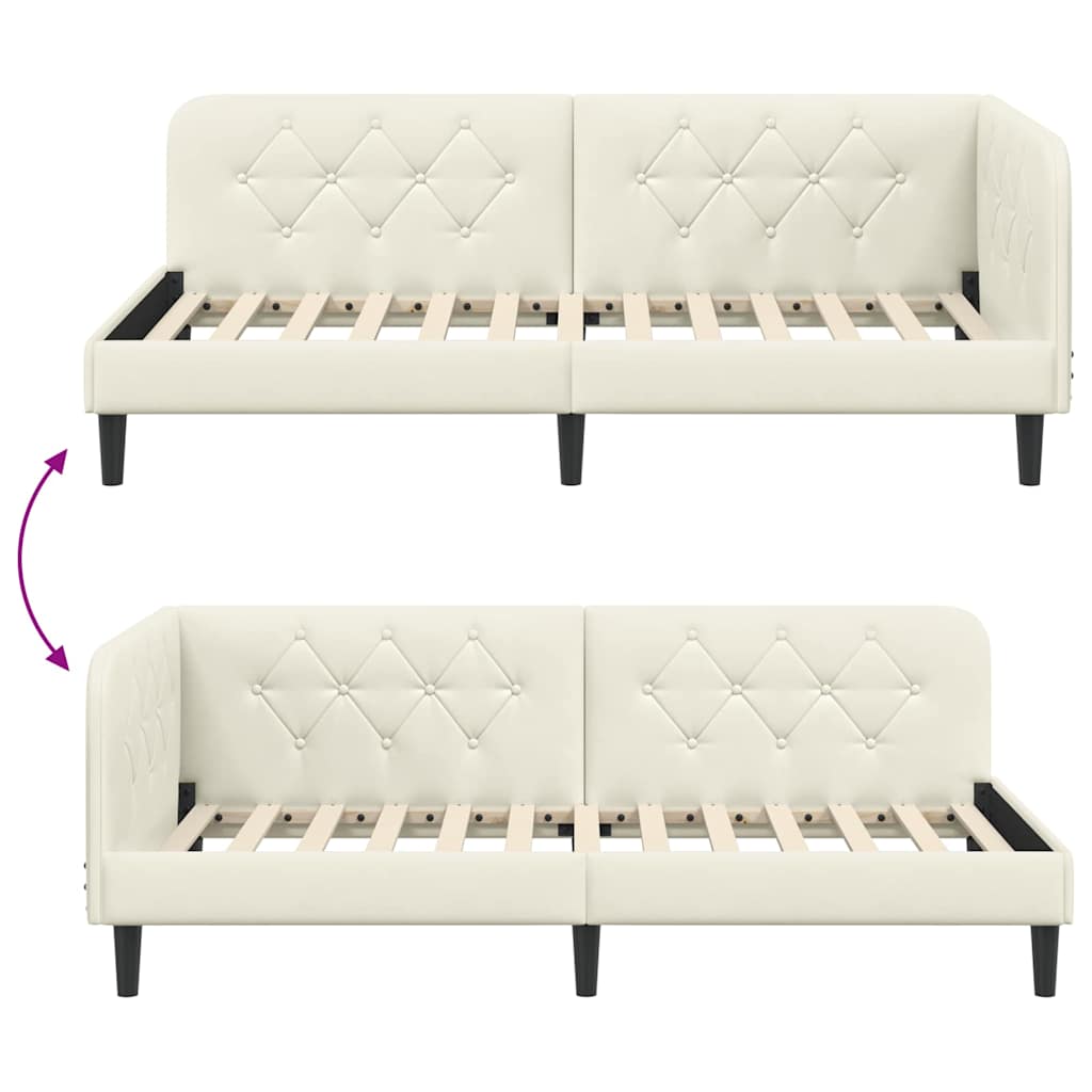 vidaXL Κρεβάτι Γωνίας Κρεμ 90 x 200 cm Βελούδο