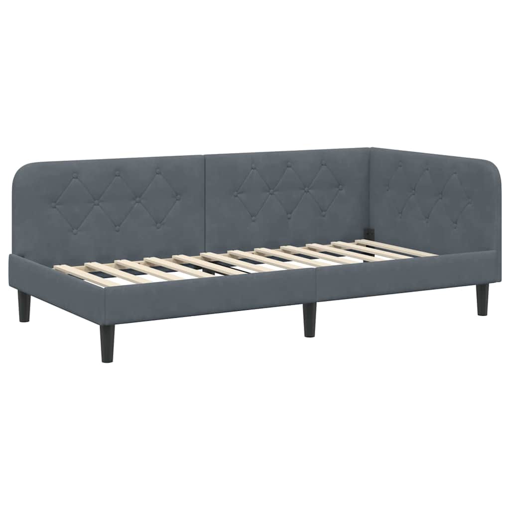 vidaXL Κρεβάτι Γωνίας Σκούρο Γκρι 100 x 200 cm Βελούδο