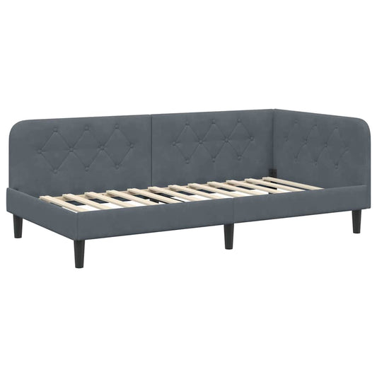 vidaXL Κρεβάτι Γωνίας Σκούρο Γκρι 100 x 200 cm Βελούδο