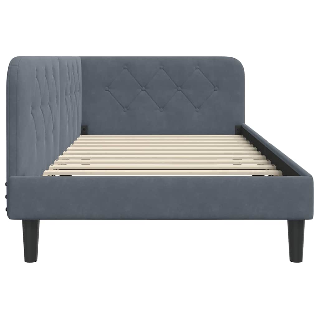 vidaXL Κρεβάτι Γωνίας Σκούρο Γκρι 100 x 200 cm Βελούδο
