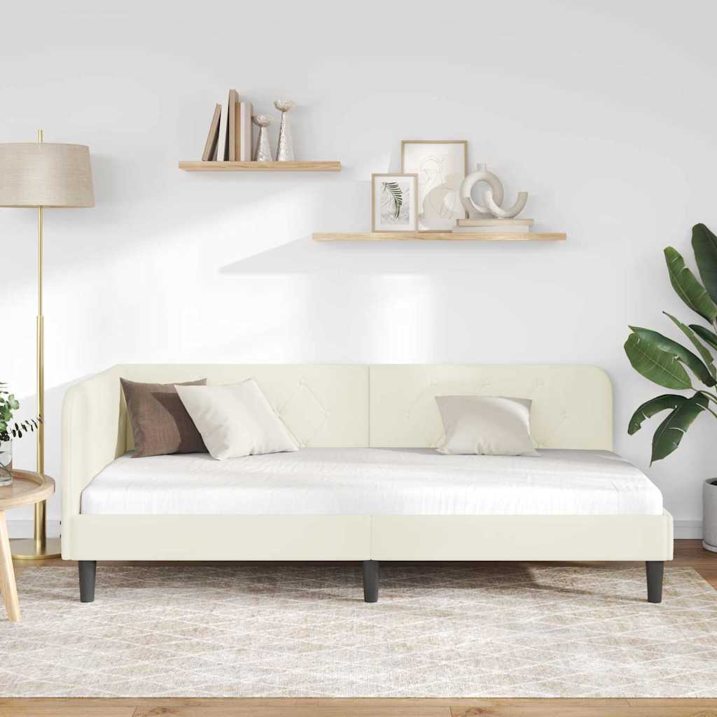 vidaXL Κρεβάτι Γωνίας Κρεμ 100 x 200 cm Βελούδο