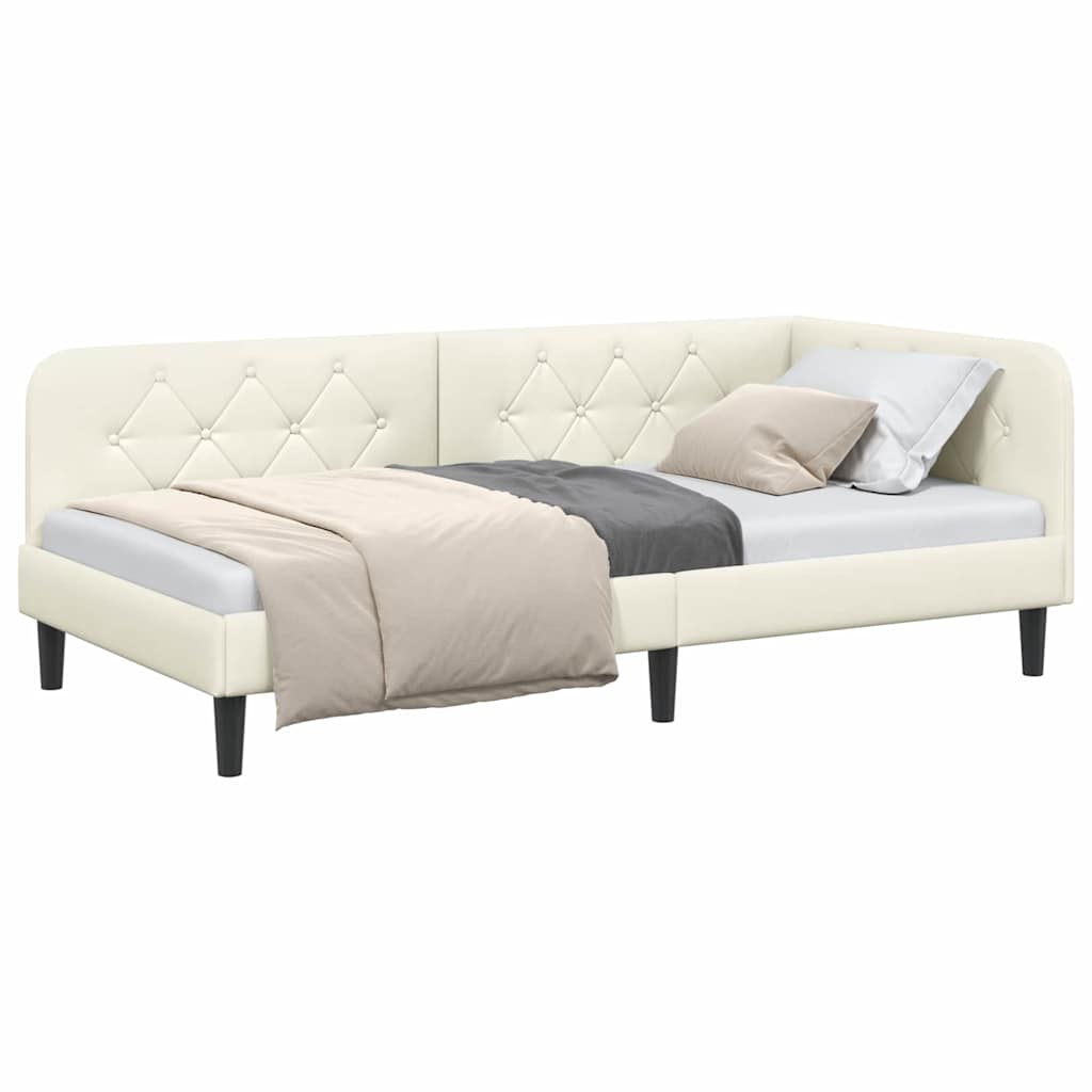 vidaXL Κρεβάτι Γωνίας Κρεμ 100 x 200 cm Βελούδο